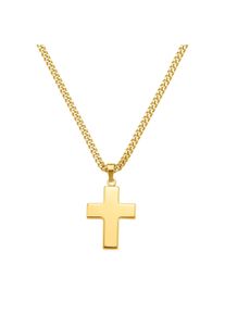 IDENTIM Collana da uomo con croce pendente in argento massiccio 925 placcato oro 18 carati