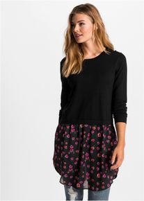 Trui met rokdeel - zwart - maat 32/34 (XS) - viscose - bonprix