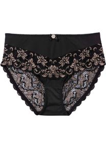 Maxislip met sierlijk kant - zwart - maat 40/42 (M) - bonprix