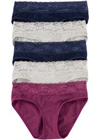 Slip (set van 5) - grijs - maat 32/34 (XS) - met katoen - bonprix