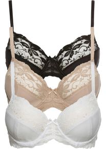 Beugel bh met delicaat kant (set van 3) - zwart - maat 95D - bonprix