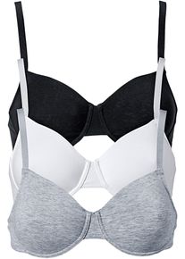 T-shirt beugel bh (set van 3) met biologisch katoen - wit - maat 95D - met katoen - bonprix