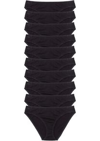 Slip (set van 10) - zwart - maat 48/50 (XL) - met katoen - bonprix