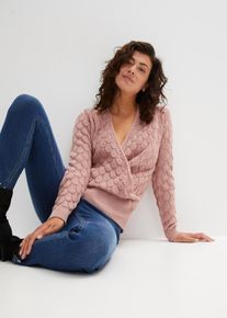 Ajour trui in wikkellook - roze - maat 32/34 (XS) - bonprix