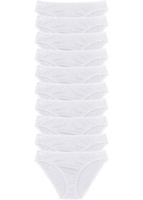 Slip (set van 10) - wit - maat 36/38 (S) - met katoen - bonprix