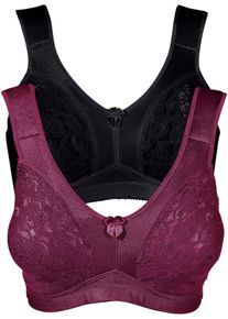 Steun bh zonder beugels met gewatteerde schouderbandjes (set van 2) - zwart - maat 95D - bonprix