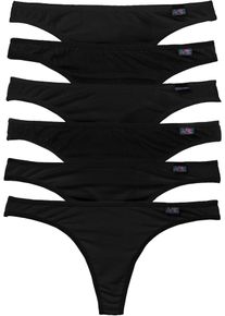 String (set van 6) met biologisch katoen - zwart - maat 36/38 (S) - met katoen - bonprix