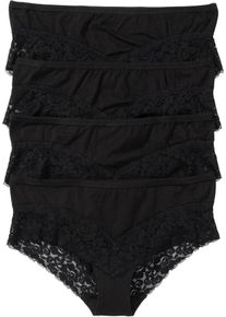 Hipster met kant (set van 4) - zwart - maat 52/54 (XXL) - met katoen - bonprix