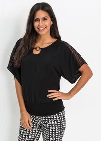 Blouse met kant - zwart - maat 44 - bonprix