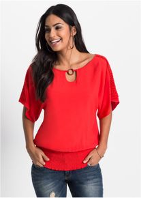 Blouse met kant - rood - maat 44 - bonprix