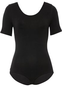 Body met halflange mouwen en katoen - zwart - maat 40/42 (M) - met katoen - bonprix