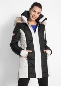 Lange outdoor jas met imitatiebont waterafstotend - zwart - maat 38 - bonprix