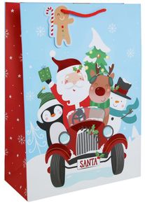 Borsa regalo Babbo Natale e i suoi amici XL 45,5 cm x 33 cm