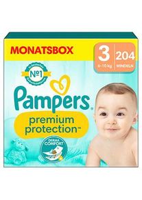 Pampers® Windeln Monatsbox premium protection™ Größe Gr.3 (6-10 kg) für Babys und Kleinkinder (4-18 Monate), 204 St.