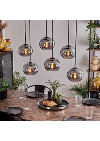 hofstein Apedo Hanger - Glas Rookkleurig, 6-lichts
