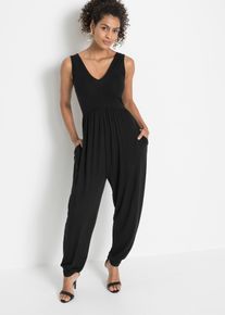 Jersey-jumpsuit i viskosemiks, svart, størrelse 52/54 (XXL), bonprix