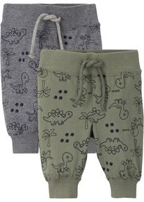 bonprix Spodnie niemowlęce shirtowe (2 szt.), bawełna organiczna zielony 68/74