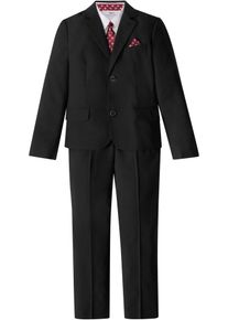 bonprix Costum băieţi cu cămaşă şi cravată (4piese) negru 128