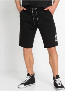 Sweat-bermudashorts med åpne kanter, svart, størrelse 44/46 (S), bonprix