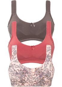 BH uten bøyle med økologisk bomull (3-pack), rosa, størrelse 105C, bonprix