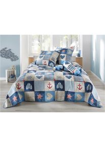 bonprix Cuvertură cu design marin albastru pachet/2 bucăţi feţe de perne 80/80 cm