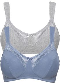 BH uten bøyle med økologisk bomull (2-pack), grå, størrelse 90D, bonprix