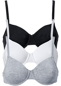 T-skjorte BH med spiler og økologisk bomull (3-pack), hvit , størrelse 80D, bonprix