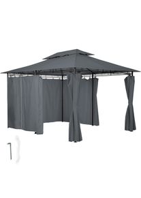 TecTake Luxus Garten Pavillon Emine 4x3m mit 6 Seitenteilen - anthrazit