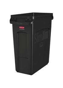 Rubbermaid Cubo de basura SLIM JIM , capacidad 87 l, con conductos de ventilación, negro