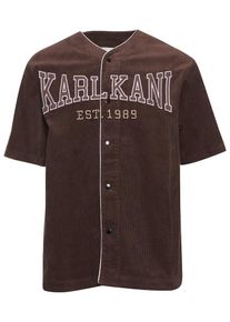 Karl Kani Heren Overhemd chocoladebruin / lichtbruin / wit L