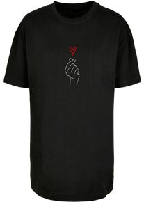 Merchcode Koszulka oversize 'Heart' dla kobiet ostra czerwień / czarny / biały Rozmiar XXXL