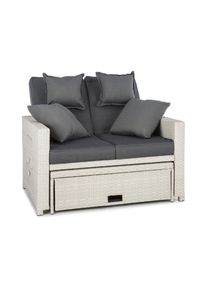 Blumfeldt Komfortzone Rattan-Lounge-Sofa, rattan kanapé, polyrattan, kihajtható asztalok, fehér