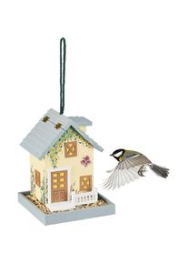 Mangeoire d'extérieur pour oiseaux, cabane de jardin en bois, à suspendre, hlp: 23,5x18x18 cm, multicolore - Relaxdays