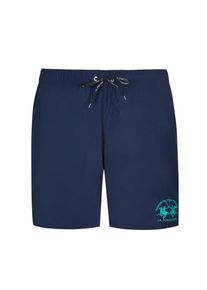 La Martina, T-shirt z bawełny z nadrukiem z logo Granatowy