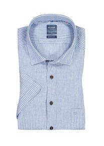 Nadměrná velikost: OLYMP, Lněná košile, casual modern fit, krátký rukáv Světle Modrá