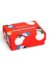Nadměrná velikost: Happy Socks, 2 páry ponožek se zimním motivem Červená