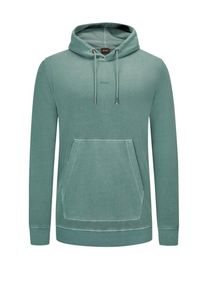 Nadměrn&aacute; velikost: BOSS Orange, - Bavlněn&aacute; mikina s kapuc&iacute; v sepran&eacute;m vzhledu Zelen&aacute;