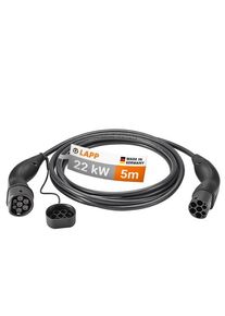 lapp Type 2 Charging Cable, up to 22 kW, 5 m, black