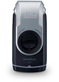 Braun MobileShave M-90 Rasierer, twist cap, Smart Foil, dunkelblau/silber