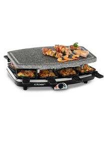 Cloer 6430 Raclettegrill mit Naturstein, 1200 W, 8 Pfännchen, Temperaturregler, schwarz