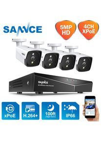 SANNCE 4CH hd 5MP xpoe système de vidéosurveillance nvr 4 pièces 5M caméras ip extérieur étanche aux intempéries système de caméras de surveillance de