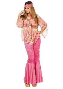 Déguisement hippie rose des années 70 femme