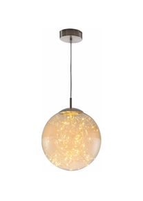 Suspension boule lampe suspension lampe de chambre ronde chaîne lumineuse led, verre ambre, 10W 800L, DxH 25x150 cm NINO 34152523