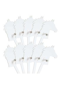 FOLDZILLA Steckenpferd 10er Set Pferd weiß zum Bemalen/Bekleben