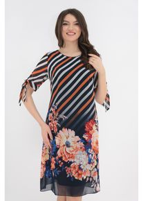 Rochie lejera din voal bleumarin cu imprimeu floral