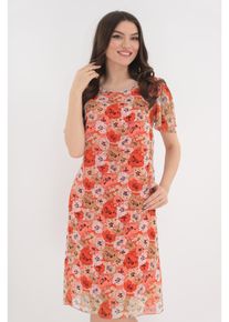 Rochie din voal orange cu imprimeu floral