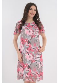 Rochie din voal roz cu imprimeu floral maxi