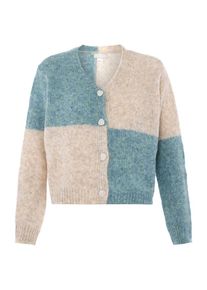 Jalene Dames Gebreid vest beige gemêleerd / cyaan blauw XS-S