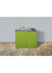 Stengel MK 100 Miniküche, 100cm breit, Glaskeramikkochfeld, Kühlschrank mit Gefrierfach, Spüle links, grün (11100 000041 13)