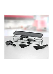 Rommelsbacher RC 800 Raclette, 730W, Grillfläche 41 x 10 cm, Antihaftbeschichtung , 4 Pfännchen, 4 Schaber, stufenlose Temperaturregelung, silber